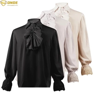 Camisa Gótica Medieval Masculina Frill Vitoriano Punk Manga Bufante Retrô Tops Fantasia Halloween Cosplay Vest