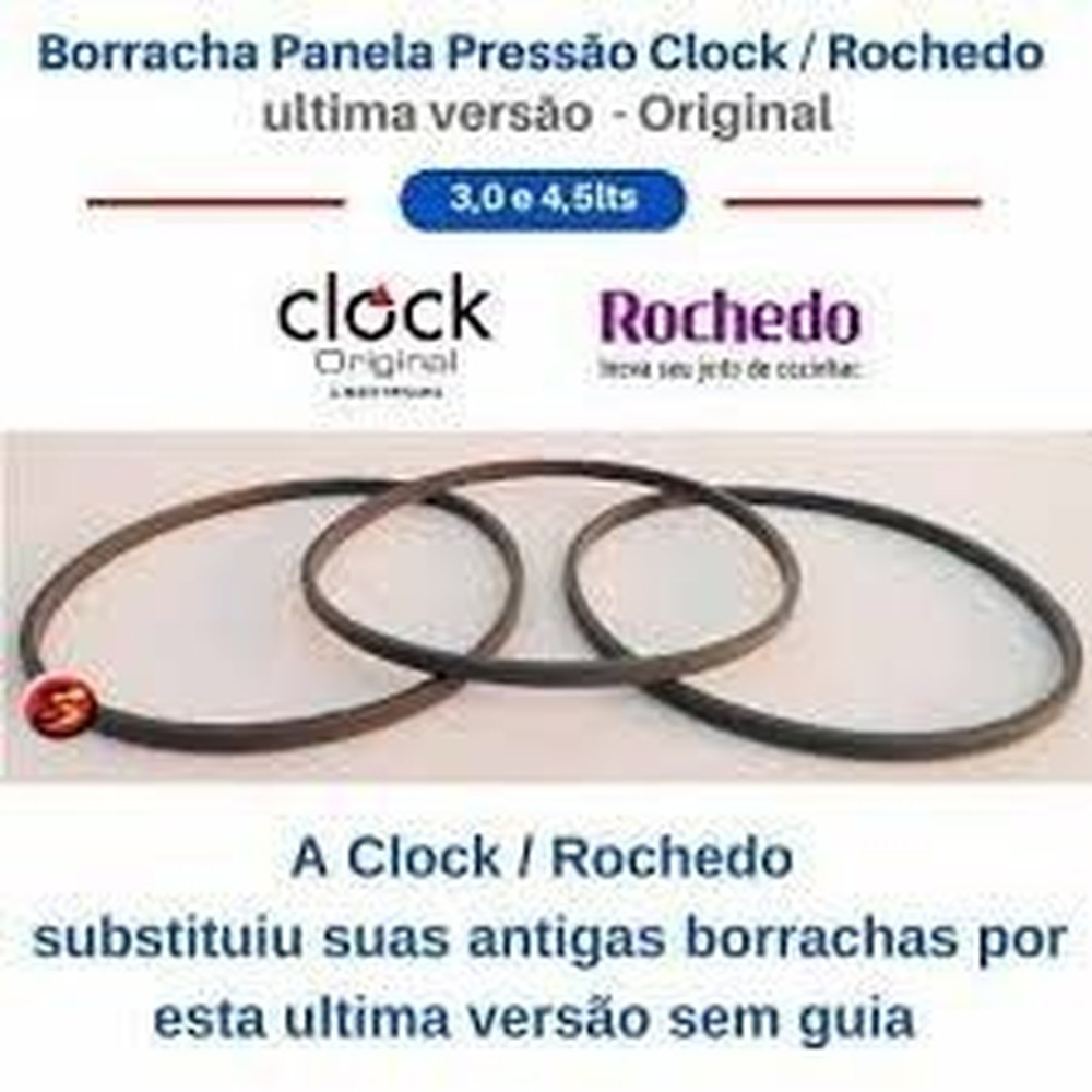 Anel Borracha De Vedação Para Panela De Pressão Clock 3 Ou 4.5 L. Original Clock – Kit 3 Peças