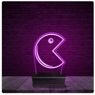 Luminária e Abajur Acrílico Led - Pac-Man Jogo Fliperama