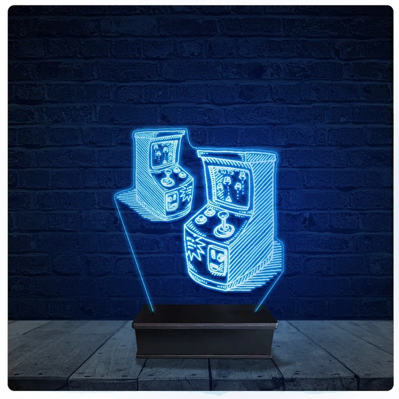 Luminária Led Acrilico Abajur - Flliperama Arcade Jogo
