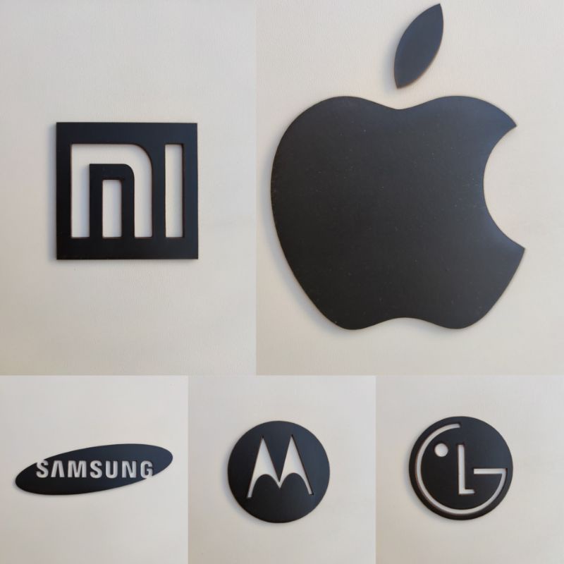 kit com As 5 Logo Marcas de Celulares e eletrônicos Em MDF Decoração