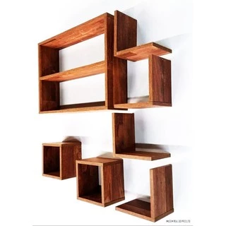 Kit 7 Peças 10cm Prof Nichos Cubo L Prateleira Mdf Madeirado