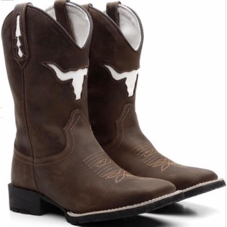 Bota Texana Masculina Country Bota Texana Boi Branco Couro
