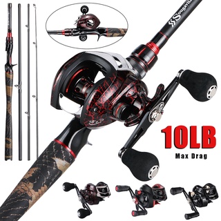 Sougayilang Kit Vara De Pesca De Fibra De Carbono 1.98m E Molinete De Arremesso 18 + 1BB Max Drag 15kg