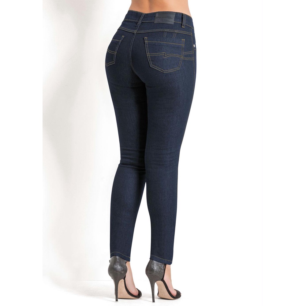 Calça Jeans Feminina Levanta Bumbum Sawary Azul Escura Cintura