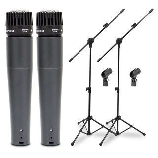 Kit Arcano 2 microfones dinâmicos Renius-7 XLR-XLR + 2 pedestais PMV-100-Pac