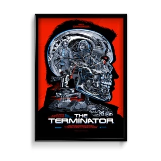 Quadro Decorativo Exterminador do Futuro Ficção Científica Arnold Schwarzenegger Com Moldura