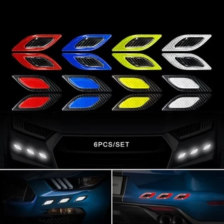 6 Peças 3D Estilo Do Carro Reflexivo Tiras De Fibra De Carbono Bumper Aviso De Segurança Fita Refletor Seguro Adesivos Acessórios Exterior