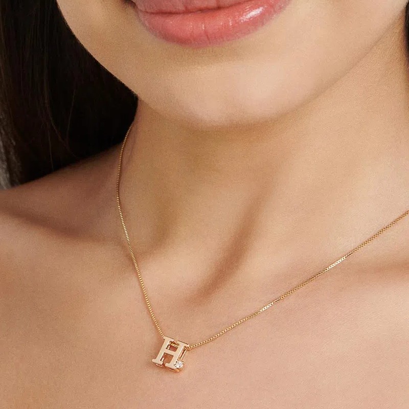 Pingente Rommanel Banhado Ouro Letra Cravejado Zircônia 542479