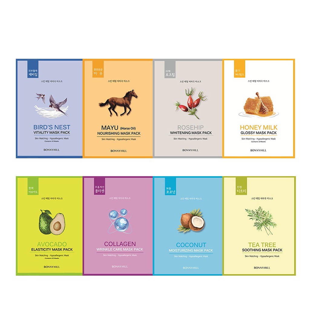 bonnyhill skin matching hypoallergenic mask pack 8 types 1ea 23g ...