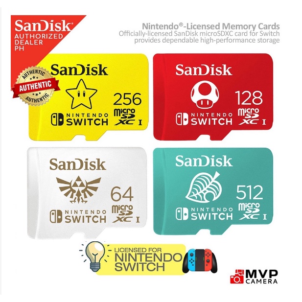 Cartão De Memória microSD Sandisk Nintendo Switch 512GB 256gb 128gb
