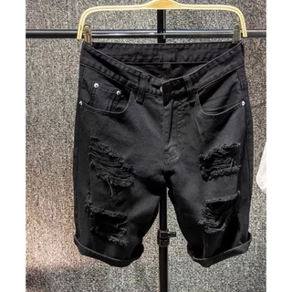 Bermuda Jeans Sarja Masculino 100%Algodão Rasgado