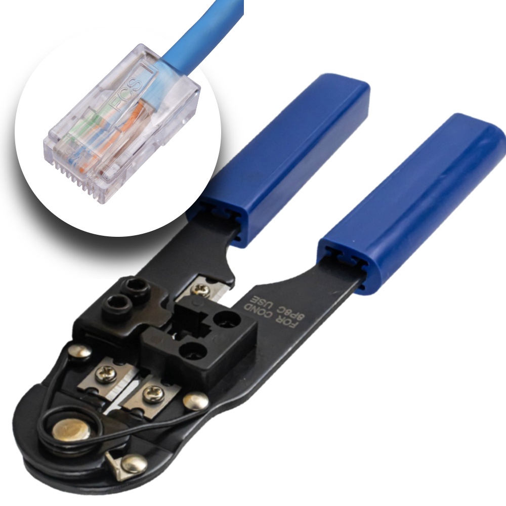 Alicate para 210C sem trava CRIMPAR 8X8Cl - GC RJ45 azul | Shopee Brasil