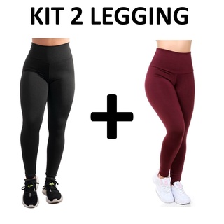 Kit 2 Calça Legging Feminina Preta Grossa Academia Fitness