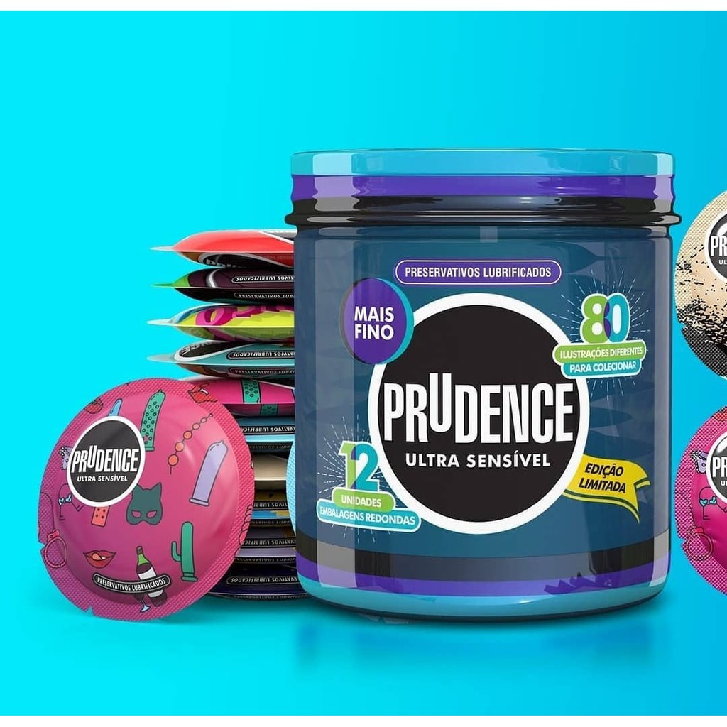 Camisinha Prudence lata com 12 preservativos ultra finos edição limitada preservativo de coleção pote de camisinha lubrificado