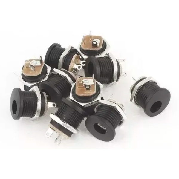 10x Conector Plug Jack P4 Femea J4 2.1mm Pedal Pedais