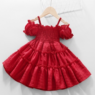 Vestido Para Meninas de 4-7 anos de idade Vestido Red Polka Dot