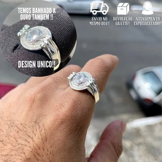 Anel Masculino Prata Pata De Tigre Banhado a Prata 925 Dedeira Cravejada Personalizada