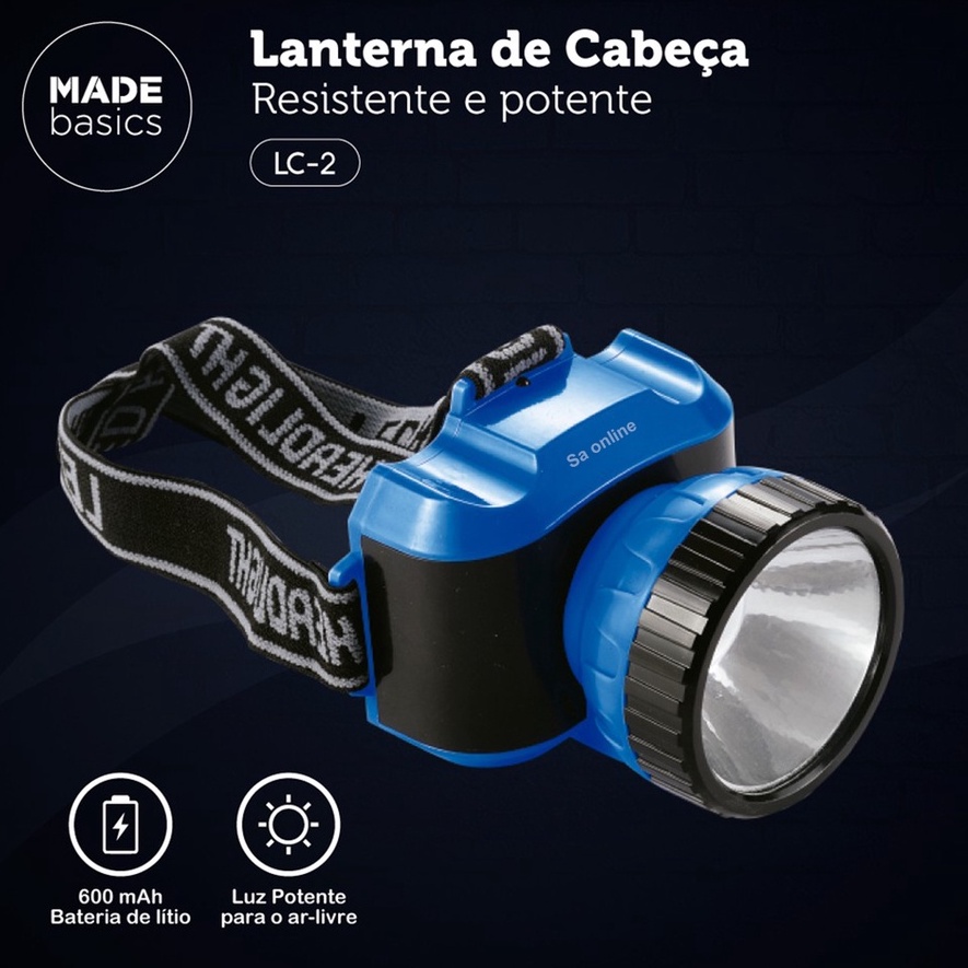 Lanterna de cabeça NSBAO LED Made Basics LC-1