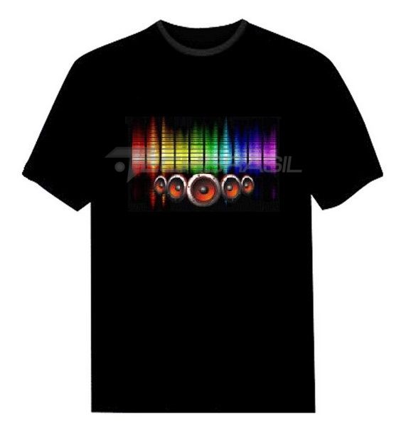 Camiseta Led Eletronica Camisa Luminosa 10 Alto Falantes