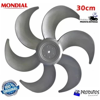 Hélice / Botão Trava / Hélice + Botão Ventilador Mondial VT 31 30cm 30 6 Pás PRATA Original EIXO Meia Lua 8mm Kits
