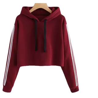 Blusa De Moletom Feminina Cropped Com Listras