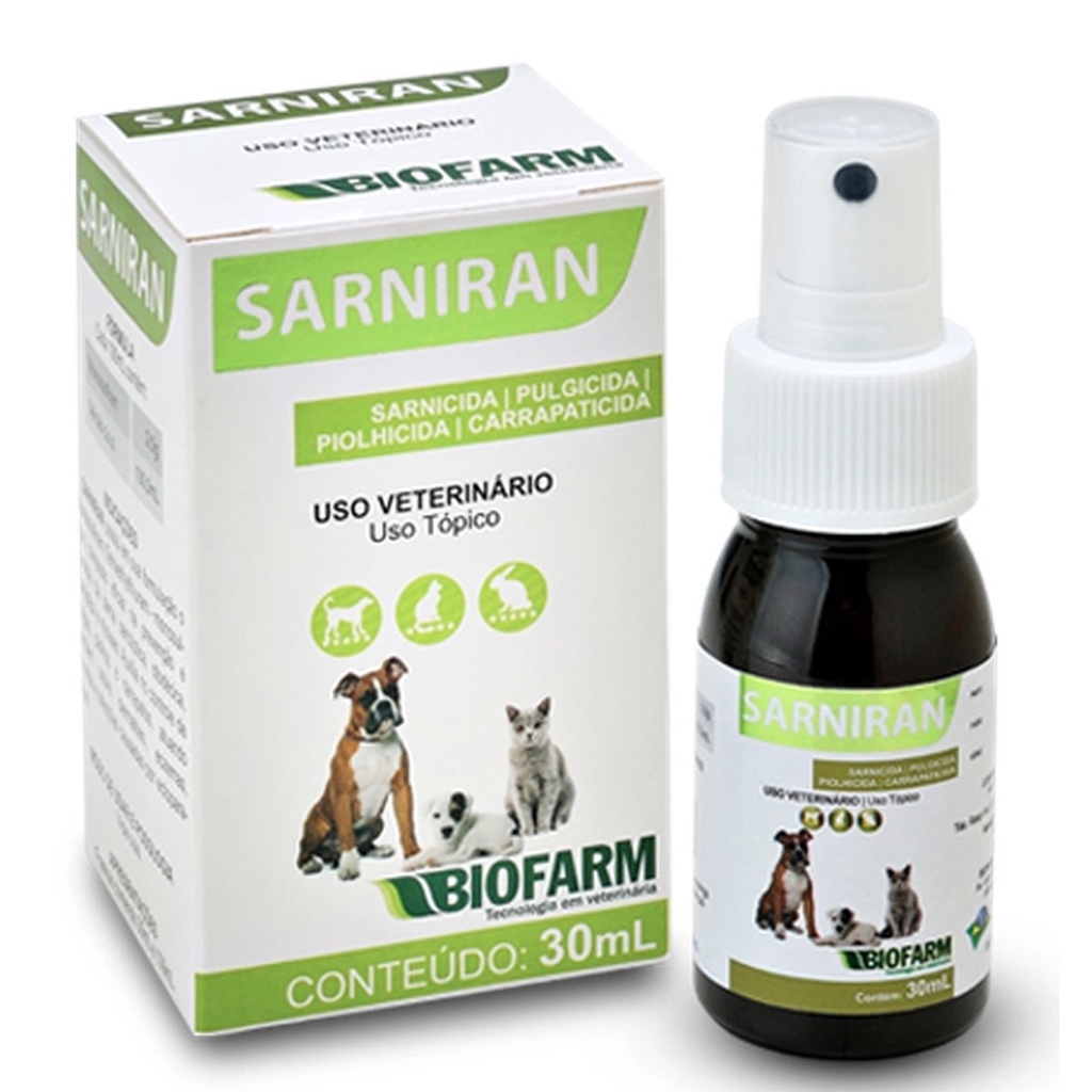 Remédio Para Sarna Sarniram Spray 30ml - pet cachorro gato | Shopee Brasil