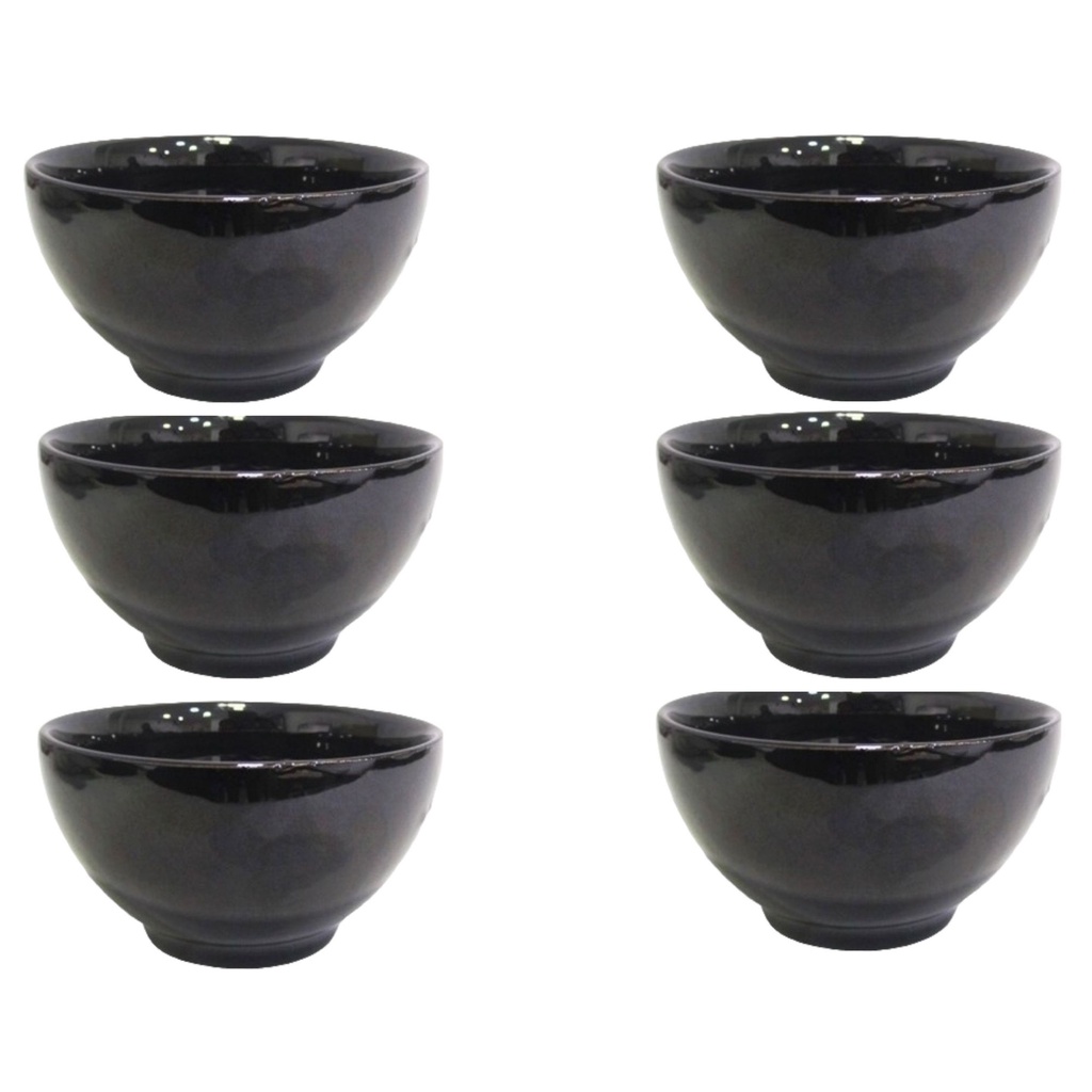 Cumbuca 500ml Preta(6 UNIDADES )Tigela Bowl Porcelana PretaJaponesa Sopa Caldo Açaí Consume