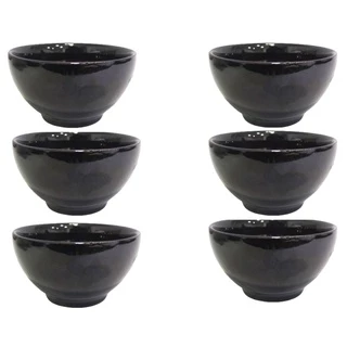Cumbuca 500ml Preta(6 UNIDADES )Tigela Bowl Porcelana PretaJaponesa Sopa Caldo Açaí Consume