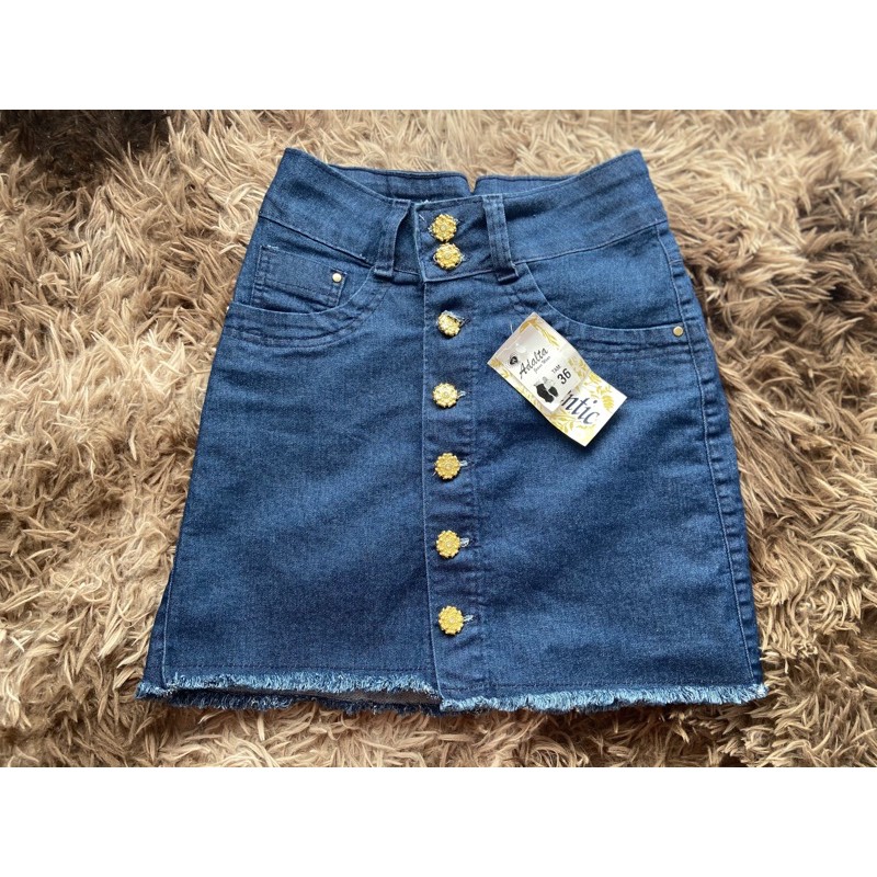 Saia jeans hot sale botao