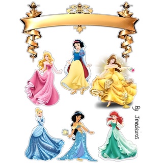 Topo de bolo Decoração Princesas Disney topper completo - Rivfestas itens  para Decoração de festas