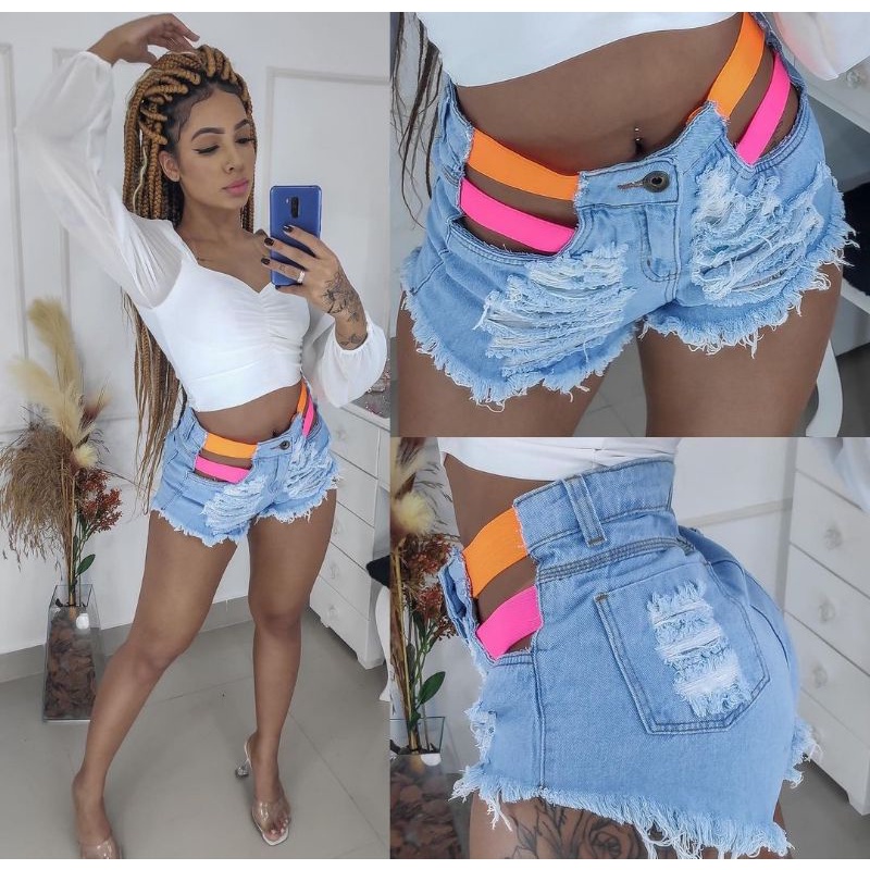 Short jeans hot sale com elastico