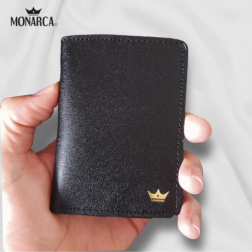 Carteira Slim Preta em Couro Legitimo Masculino/Feminino Promoção MONARCA