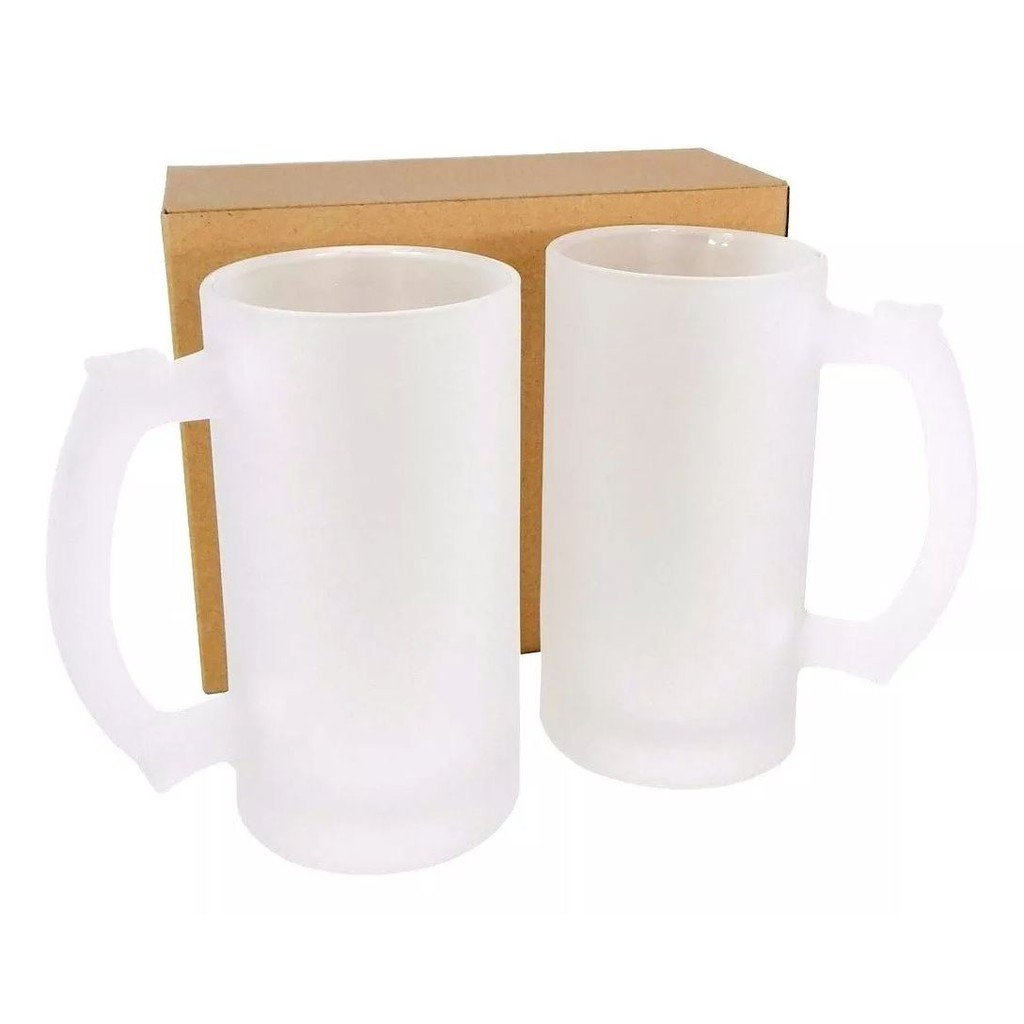 Caneca Chopp Vidro Jateada 475ml Para Sublimação