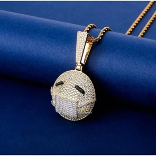 Máscara De Uso Fofo De Choro Pingente De Ouro Colar De Corrente Torcida Hip Hop Rock Hipster Party Jewelry