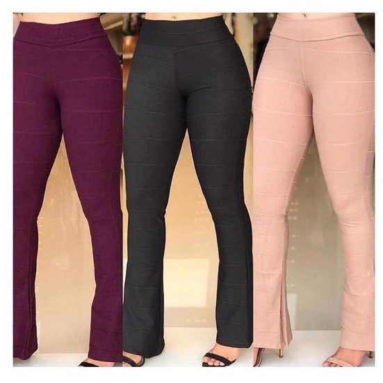 SATINA Palazzo Calças femininas – Calça flare macia e macia de cintura alta  – Leggings disponíveis em 16 cores