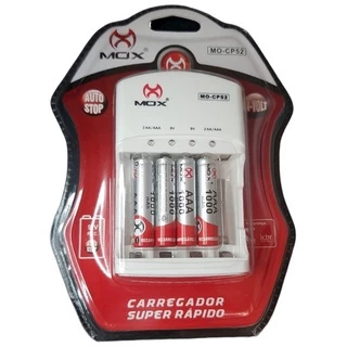 Carregador Led Indicador Com 4 Pilhas AAA Recarregáveis Mox CP - 52