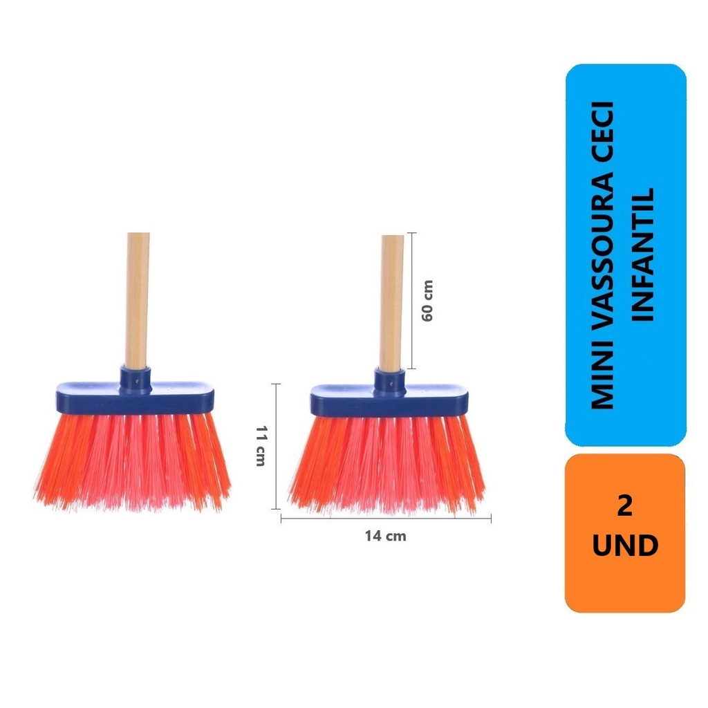 Kit De Limpeza Jogo De 2 Vassouras Ceci Infantil Mini Vassourinha De ...
