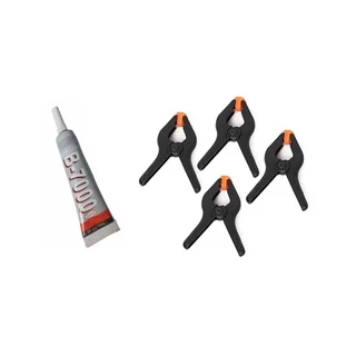 Kit de ferramentas para reparo em celulares e tablets em geral com cola B-7000 15ml e 4 grampos