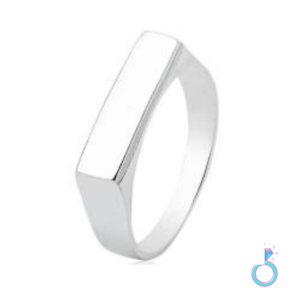Anel Prata 925 Feminino Sinete Quadrado Liso + Gravaçao
