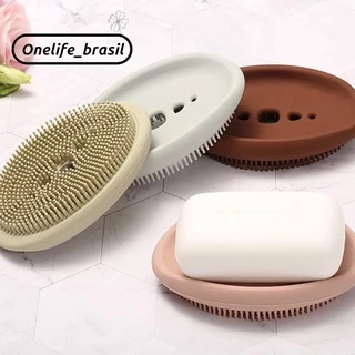 Escova Silicone e Saboneteira 2 Em 1