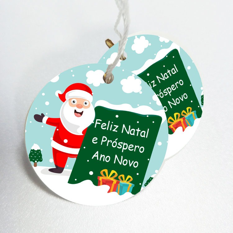 Tag de Agradecimento Feliz Natal e Próspero Ano Novo 5 cm