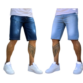 Kit 2 Bermudas Short Jeans Masculino Sem Rasgo