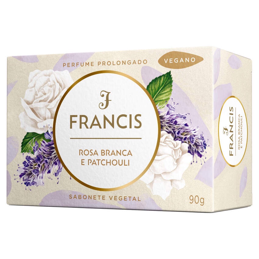 Sabonete Francis Rosa Branca e Patchouli vegano 90 G | Shopee Brasil