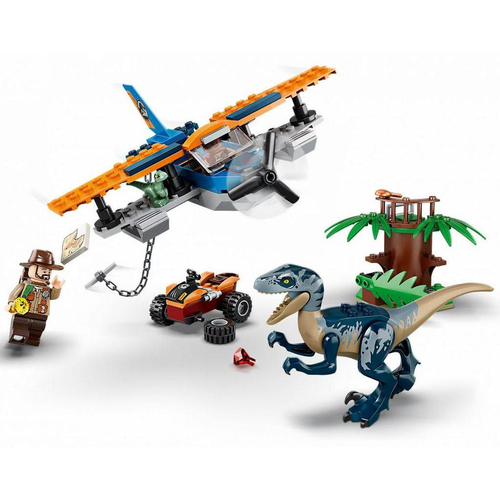 LEGO Jurassic World Velociraptor Miss o de Resgate com Biplano 101 pe as 75942