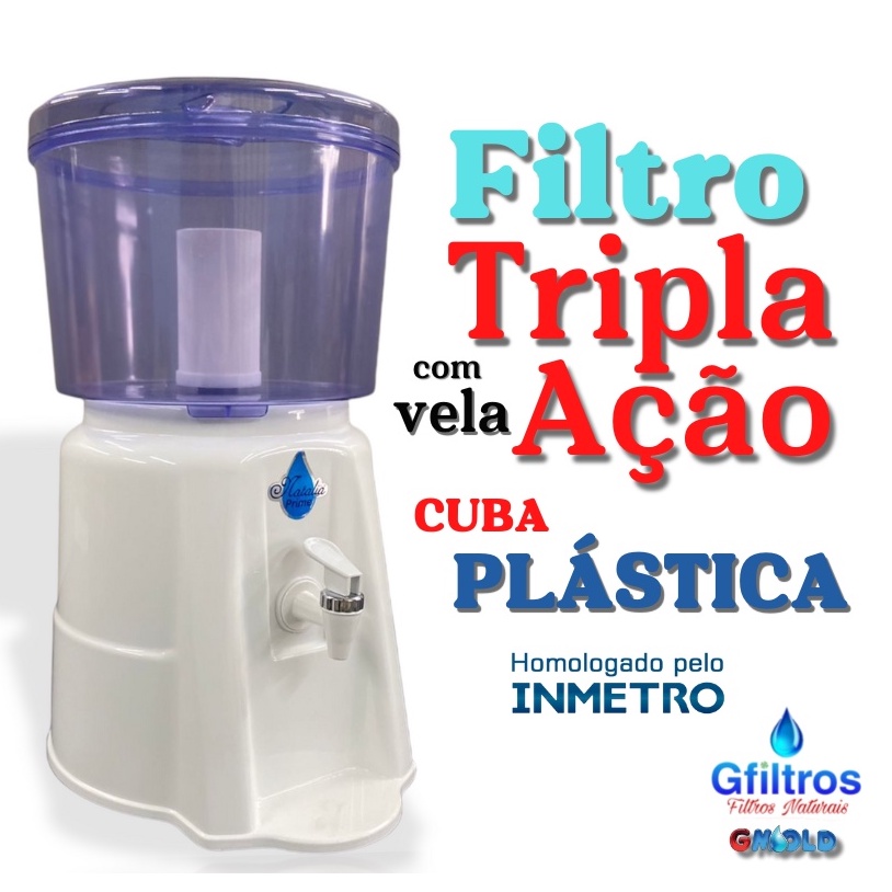 Filtro de Água Purificador Natalia Prime 6L CUBA PLÁSTICA + Vela Tripla ...