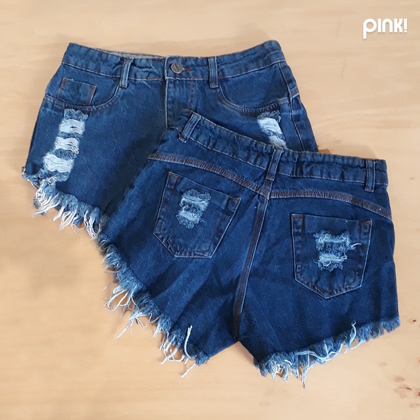 Short Feminino Jeans Azul Escuro Detonado Curto Verão 2023  Shorts jeans  curto, Shorts jeans feminino, Roupa com shorts jeans