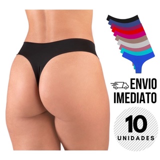 Kit 10 Calcinhas Fio Dental Sem Costura Com Corte a Laser Não Marca
