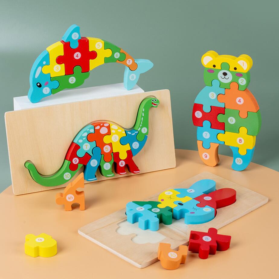 Quebra-cabeça de madeira para crianças, Brinquedos Montessori para Beb
