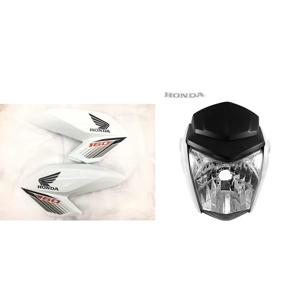 Abas tanque Fan 160 branca 2018 c/ complementos + frente completa Fan branca com adesivo Honda